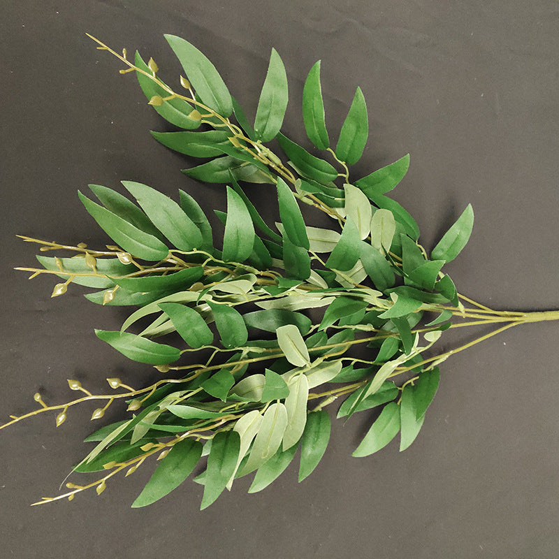 Simulated green plants silk-printed cloth with bunches of willow leaves