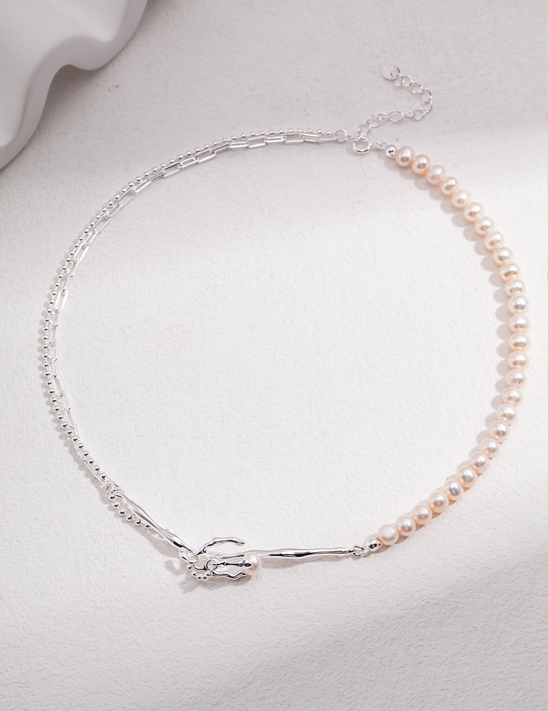 Pure Silver Pearl Necklace