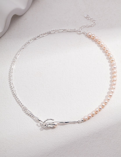 Pure Silver Pearl Necklace