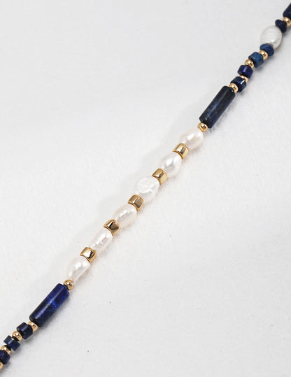 Sterling silver lapis lazuli pearl necklace