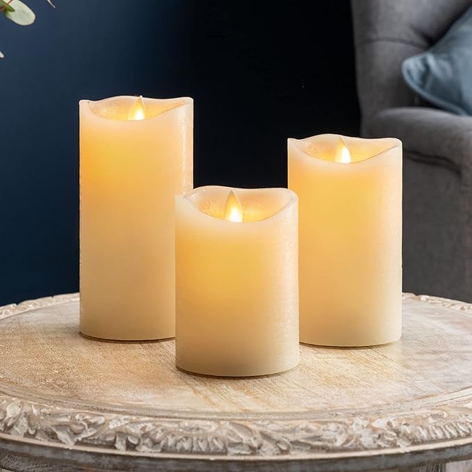 Artificial Flame Classic Pillar Candle(3pcs)