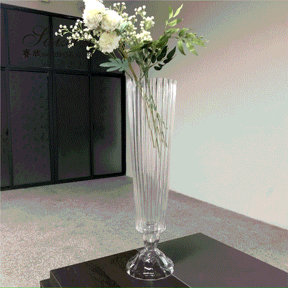 Wedding decoration new striped tall cone clear glass vase