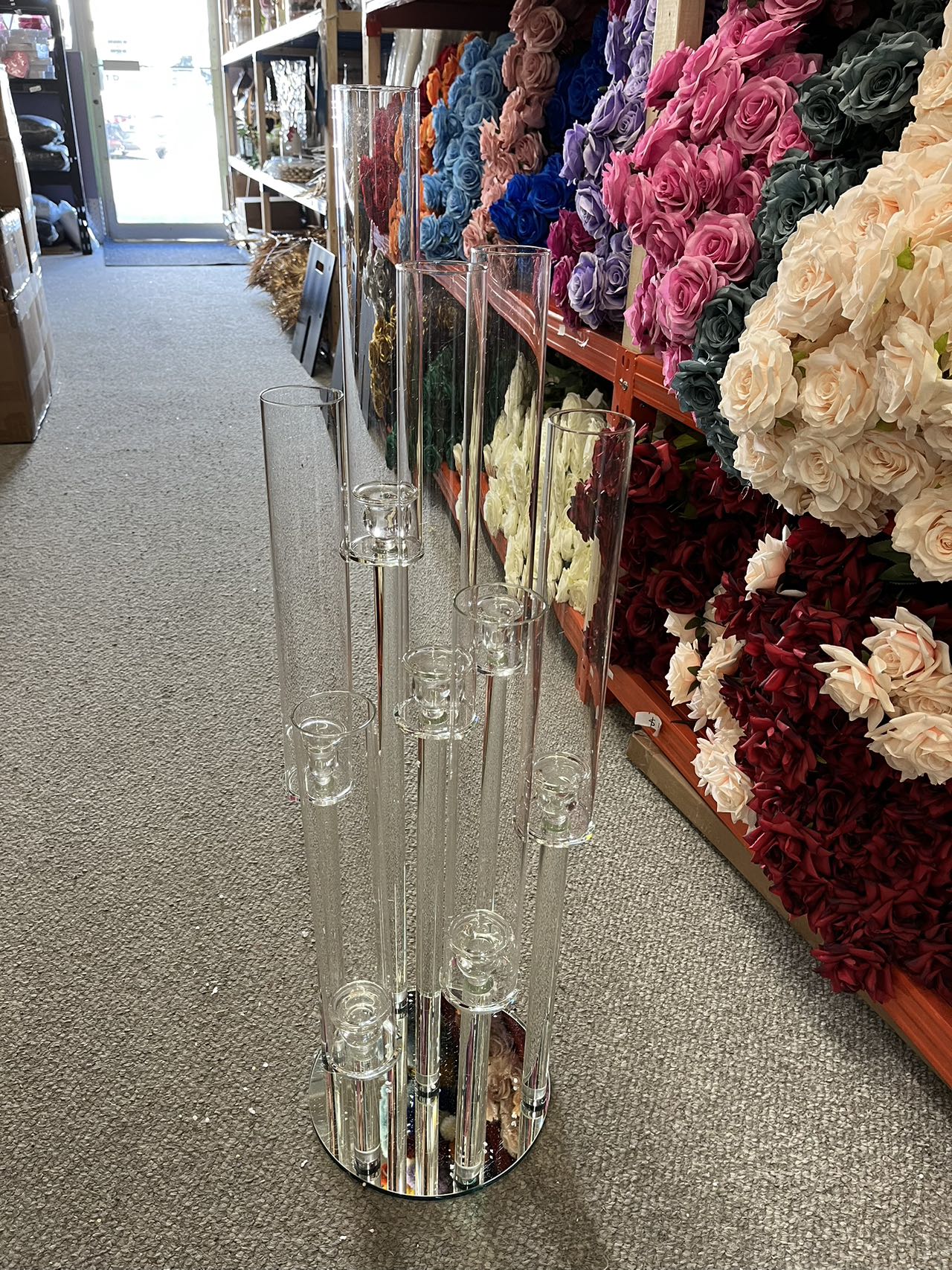 7-head crystal round bottom candlelabra