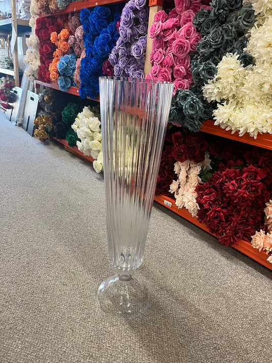 Wedding decoration new striped tall cone clear glass vase