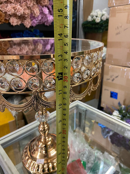 Tall golden cake stand