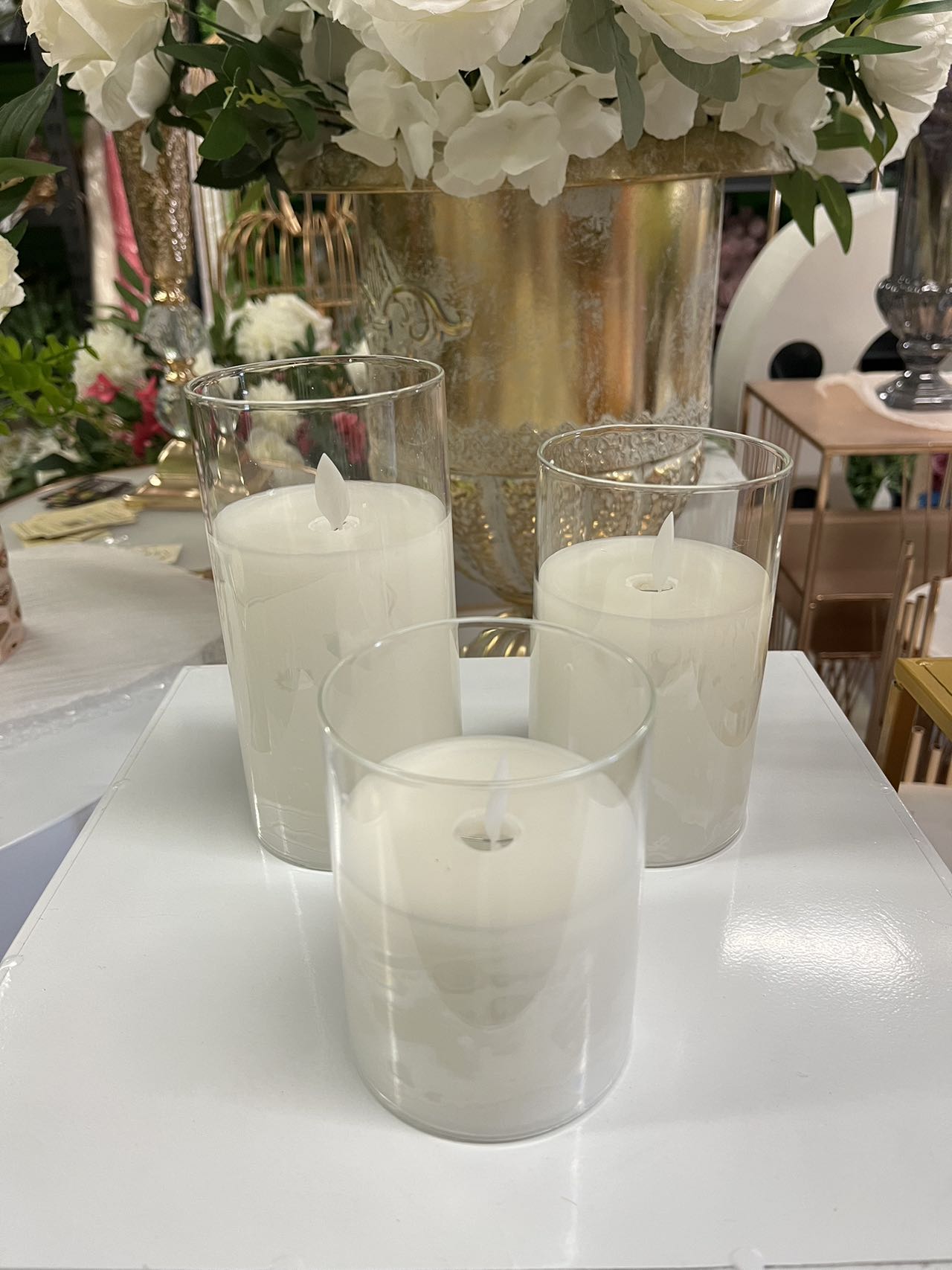 Clear Glass LED Pillar Candles