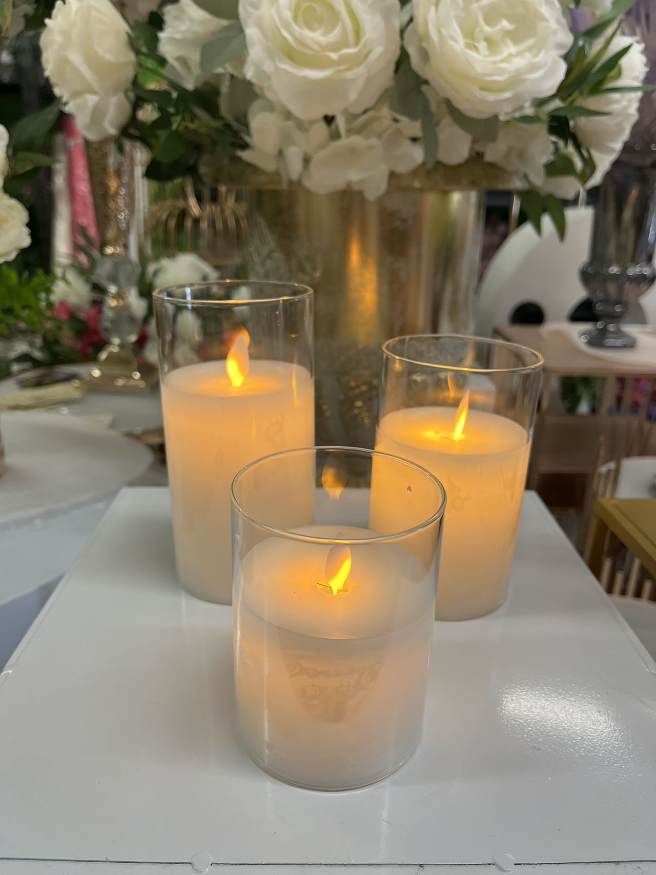 Clear Glass LED Pillar Candles