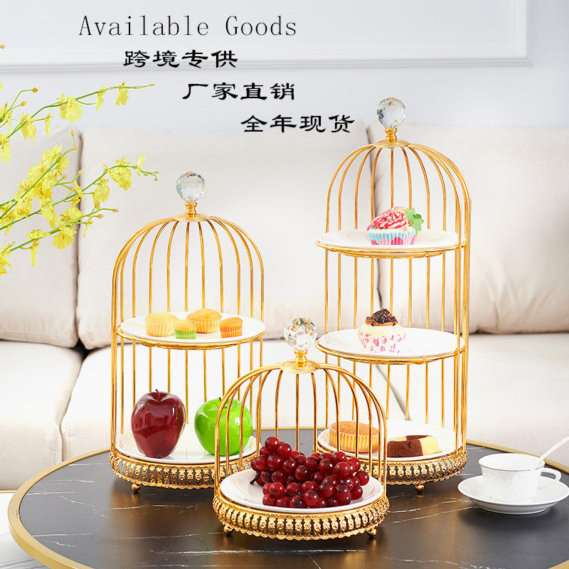 Birdcage white plate dessert table（3pcs）