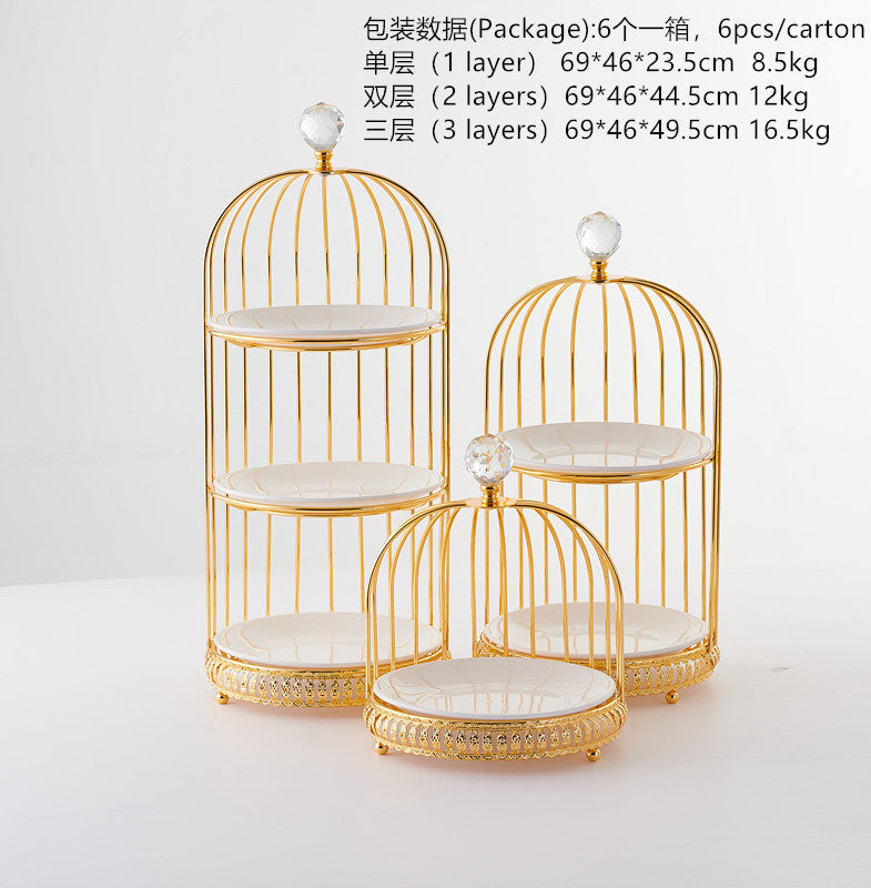 Birdcage white plate dessert table（3pcs）