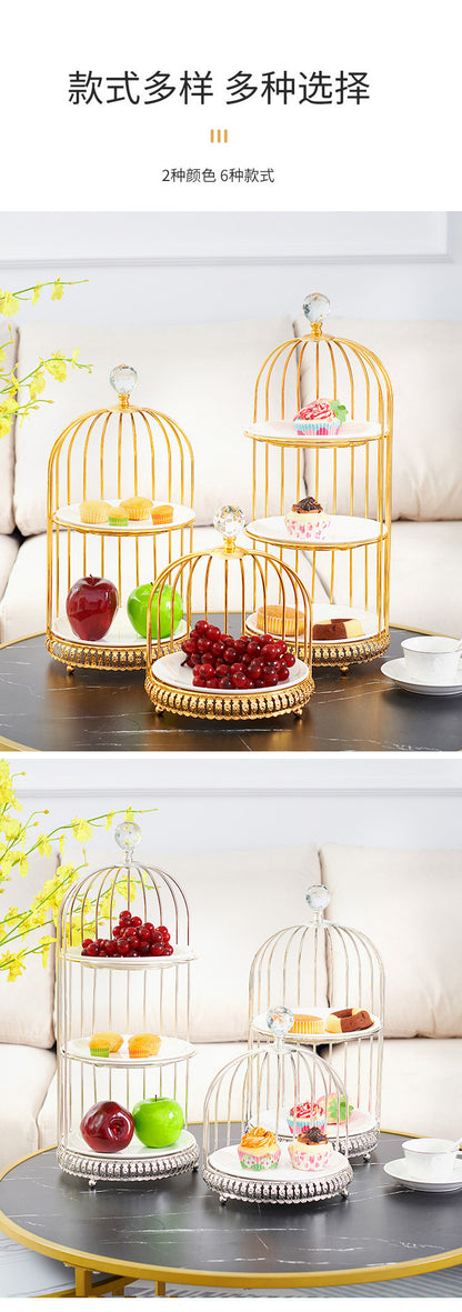 Birdcage white plate dessert table（3pcs）